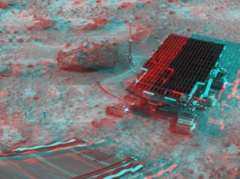 PIA00686: Sojourner near Barnacle Bill - 3-D