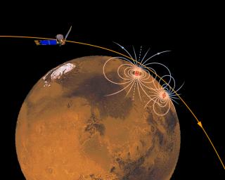 PIA00949: Magnetic Sources in the Crust of Mars