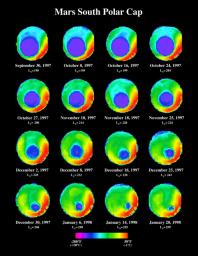 PIA02057: South Polar Cap Thermal Retreat (TES)