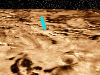 PIA02316: Proposed Mars Polar Lander Landing Site (Perspective View 1)