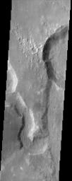 PIA03765: Uzboi Vallis, Nirgal Vallis, and Luki Crater