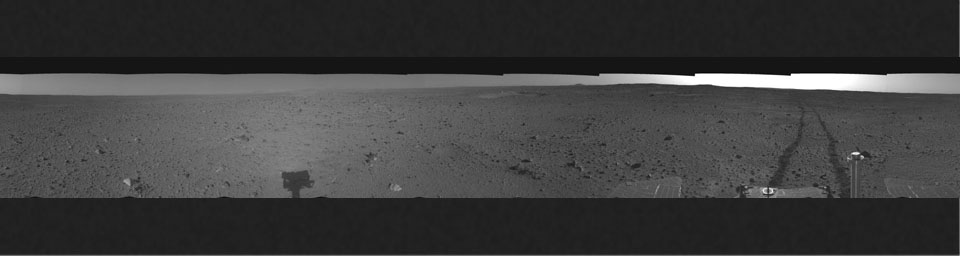 PIA05816: Spirit's View on Sol 110 (left eye)