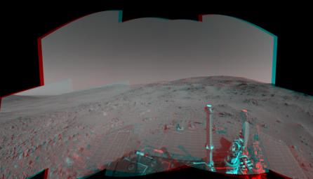 PIA07380: Spirit's View on Sol 399 (3-D)