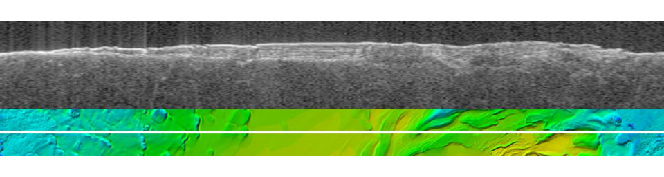 PIA09223: Virtual Slice Through Icy Layered Deposits Near Mars' South Pole