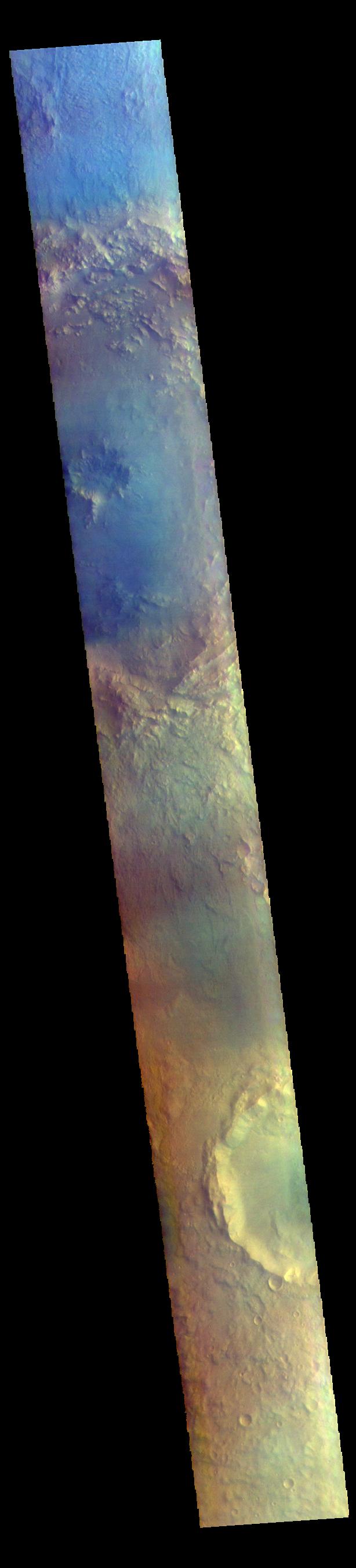 PIA25053: Bamberg Crater - False Color