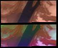 PIA00152: North Polar Cap Margin (natural color (top) and enhanced color (bottom))