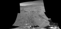 PIA08497: Disturbed Soil Along the Path from 'Tyrone'(Panorama)