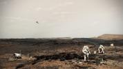 PIA24032: NASA Astronauts on Mars With Helicopter (Illustration)